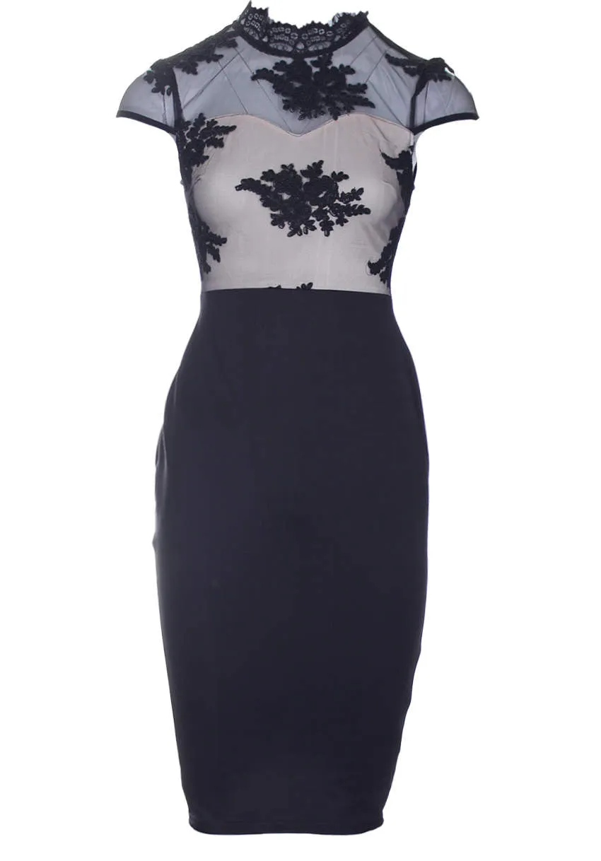 Black And Nude Lace Midi Dress sold by AX Paris product image thumbnail 3