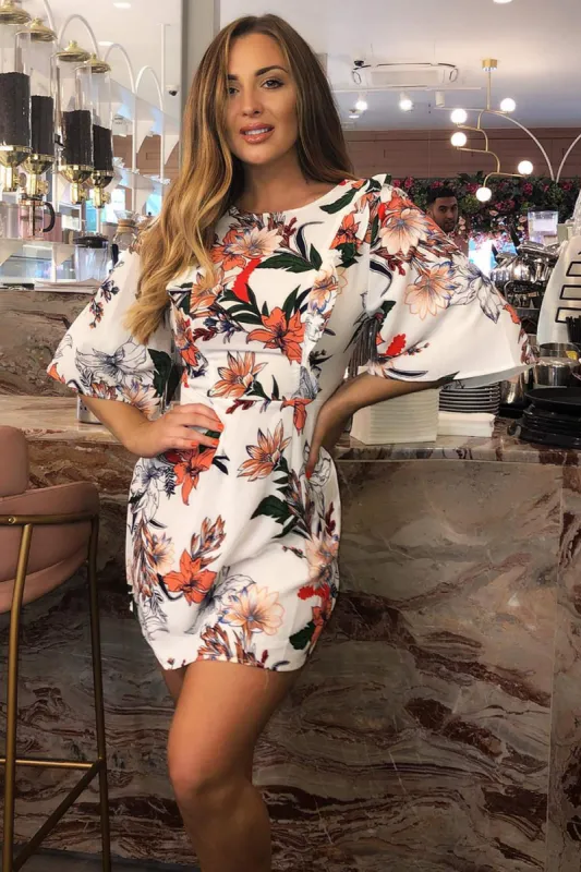 Cream Floral Frill Front Dress sold by AX Paris