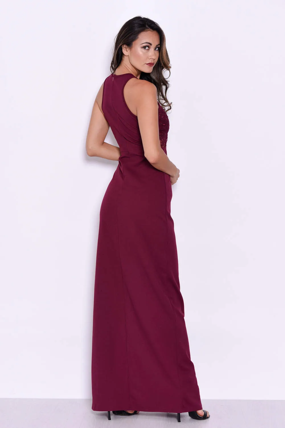 Plum Lace Top Maxi Dress sold by AX Paris product image thumbnail 3