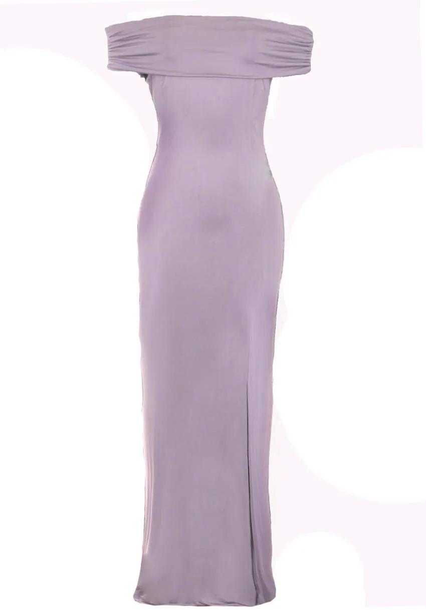 Pewter Off The Shoulder Slinky Maxi Dress sold by AX Paris product image thumbnail 4