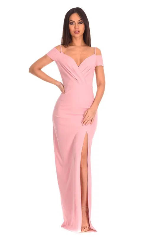 Blush Wrap Over Maxi Dress sold by AX Paris