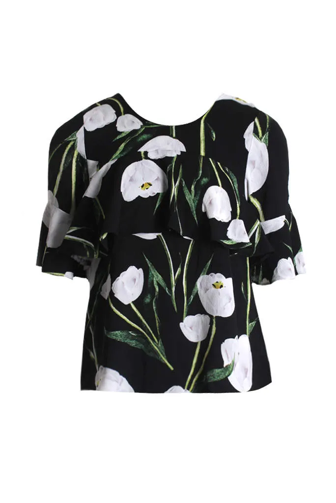 Black Floral Midi Sleeve Top sold by AX Paris product image thumbnail 4