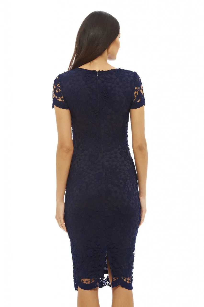 Navy Crochet Lace Midi Dress sold by AX Paris product image thumbnail 4