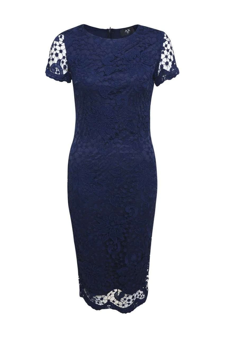 Navy Crochet Lace Midi Dress sold by AX Paris product image thumbnail 5