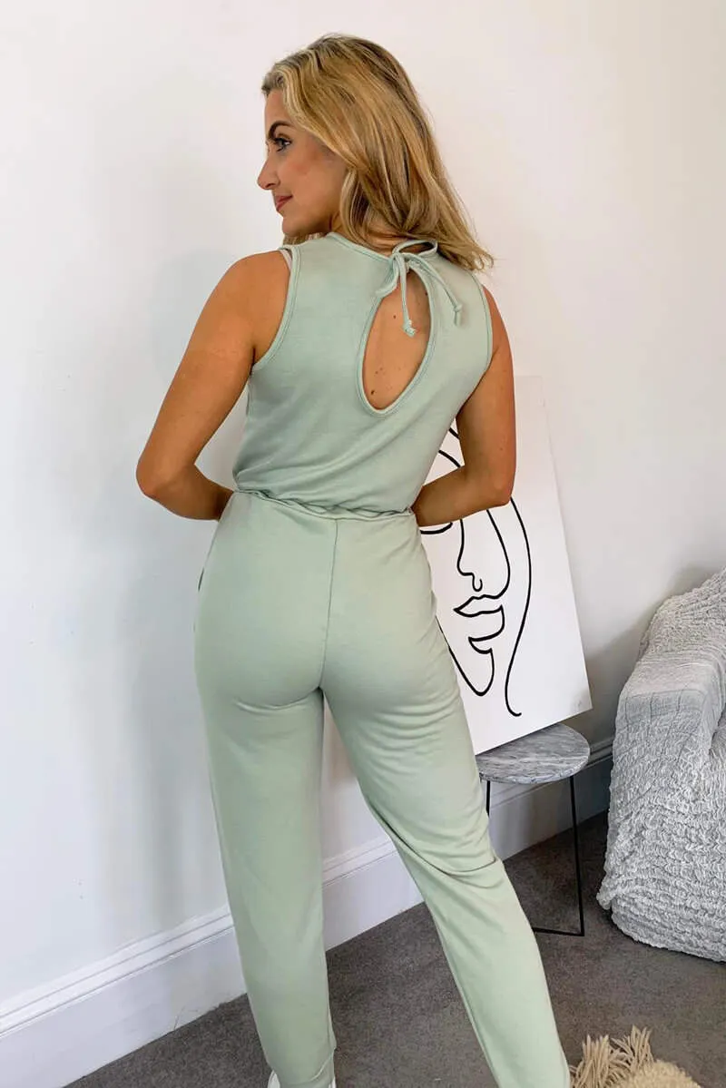 Sage Tie Waist Sleeveless Jumpsuit sold by AX Paris product image thumbnail 5