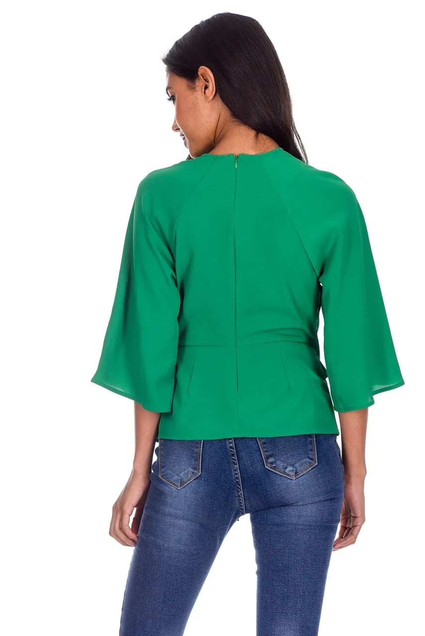 Green Tie Waist Flared Sleeve Top sold by AX Paris product image thumbnail 3