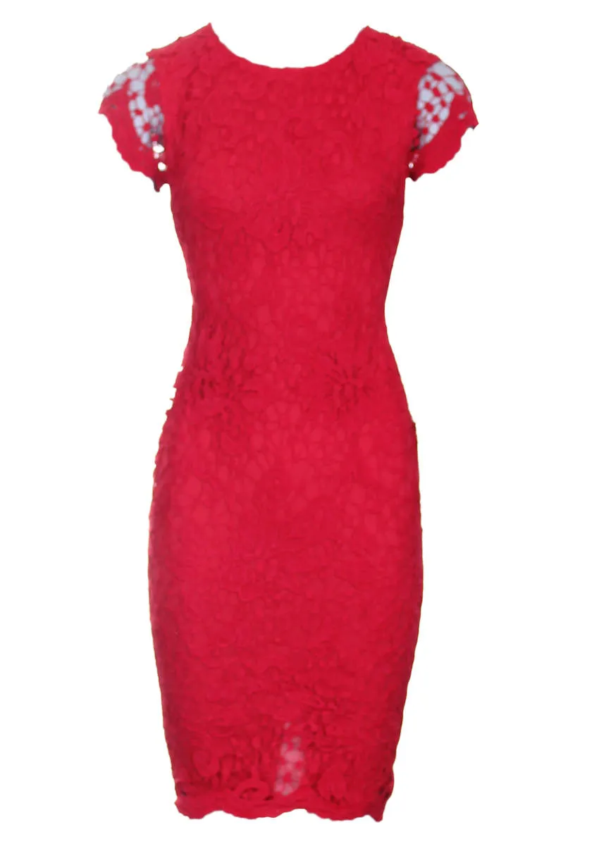 Red Crochet Midi Dress sold by AX Paris product image thumbnail 4