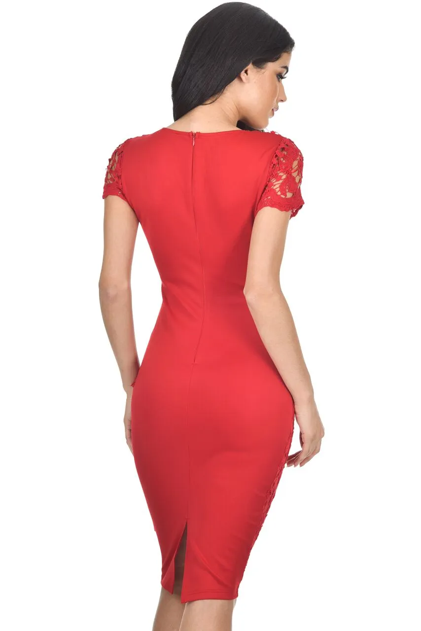 Red Crochet Midi Dress sold by AX Paris product image thumbnail 3