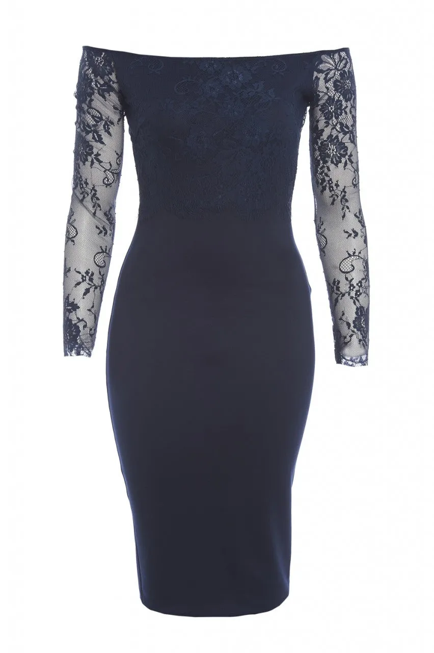 Off The Shoulder Lace Contrast Dress sold by AX Paris product image thumbnail 5