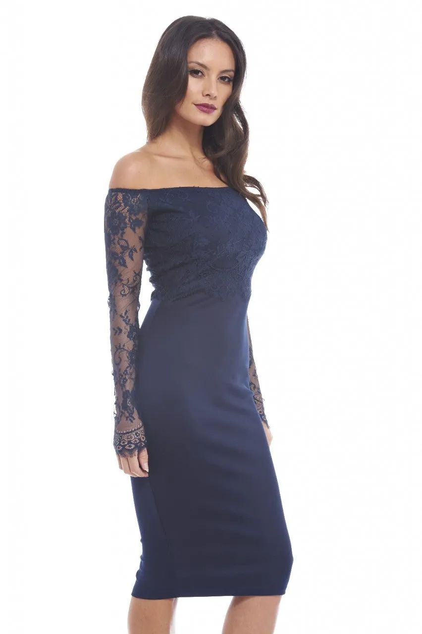 Off The Shoulder Lace Contrast Dress sold by AX Paris product image thumbnail 3