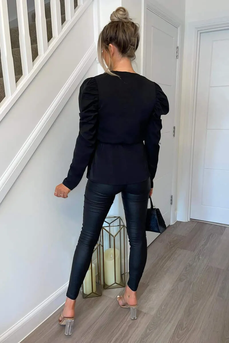 Black Belted Wrap Long Sleeve Top sold by AX Paris product image thumbnail 4