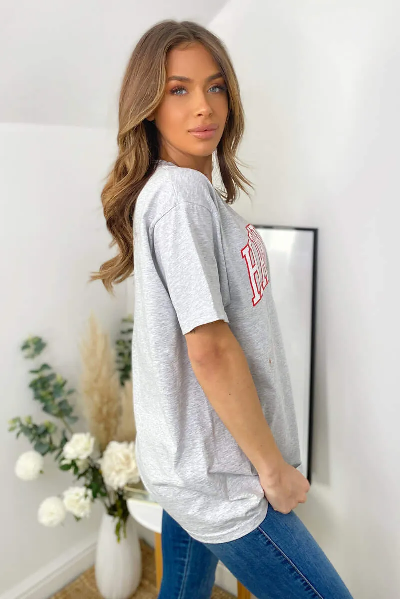 Grey Harvard Oversized Tee sold by AX Paris product image thumbnail 4