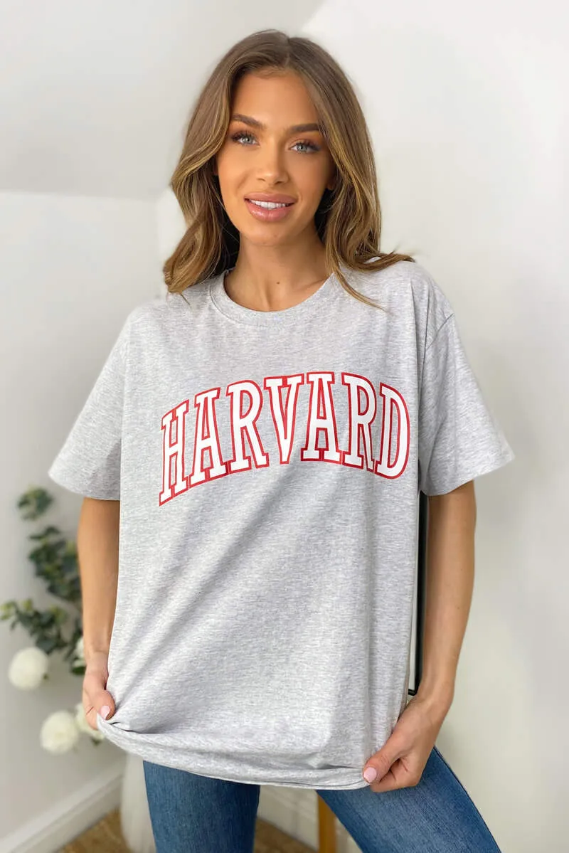 Grey Harvard Oversized Tee sold by AX Paris product image thumbnail 2
