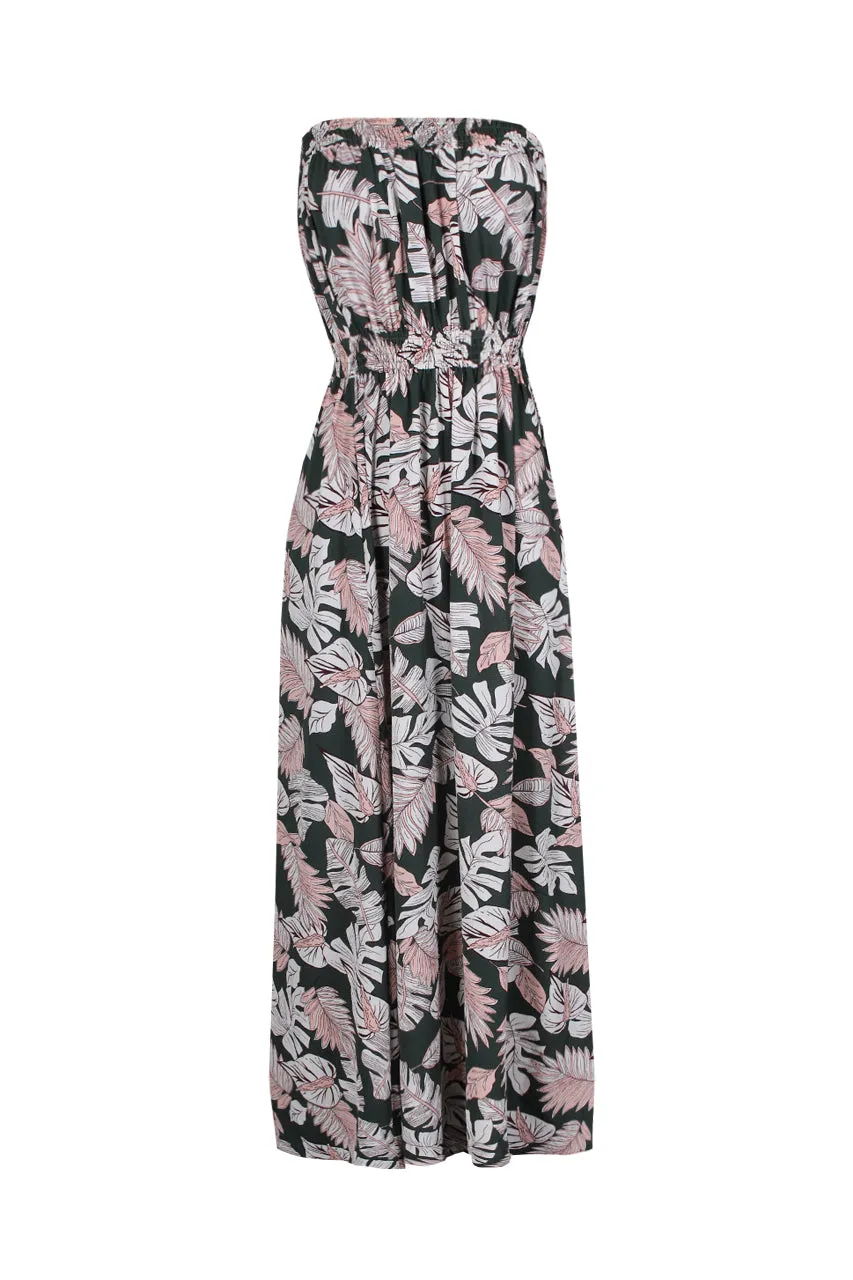 Khaki Leaf Printed Maxi Dress sold by AX Paris product image thumbnail 4