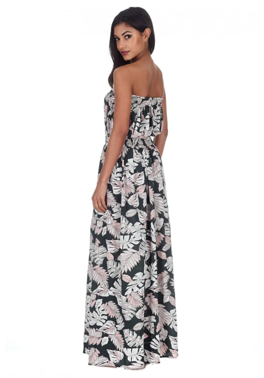 Khaki Leaf Printed Maxi Dress sold by AX Paris product image thumbnail 3