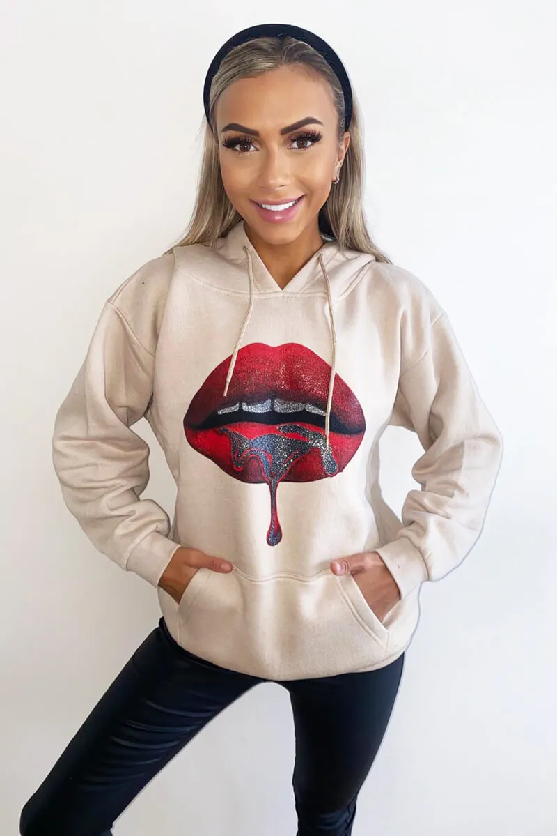 Stone Red Lips Hoodie sold by AX Paris