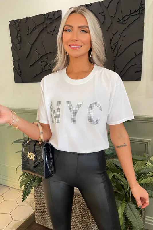 White NYC Slogan T-Shirt sold by AX Paris