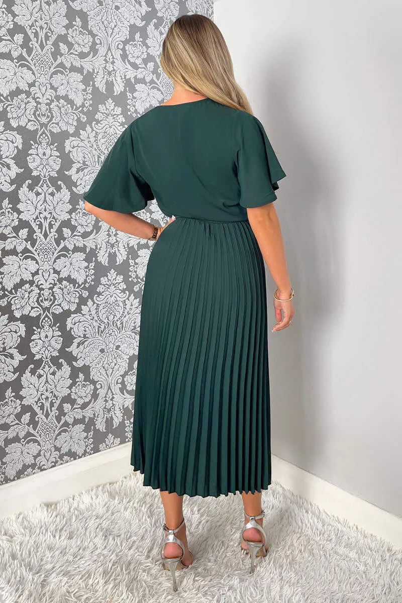 Teal Belted Pleated Skirt Midi Dress sold by AX Paris product image thumbnail 4