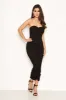 Black Strapless Ruched Bodycon Midi Dress sold by AX Paris