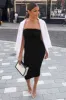 Black Strapless Ruched Bodycon Midi Dress sold by AX Paris