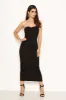 Black Strapless Ruched Bodycon Midi Dress sold by AX Paris