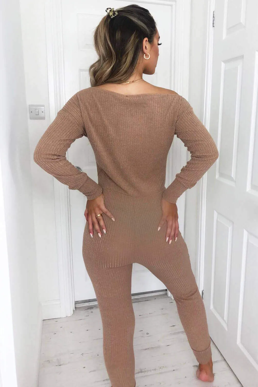 Camel Knitted Long Sleeve Jumpsuit sold by AX Paris product image thumbnail 5