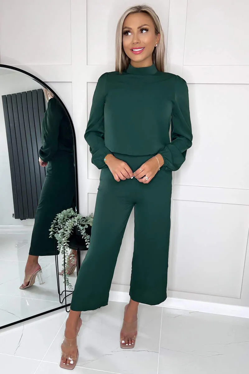 Teal Round Neck Long Sleeve Jumpsuit sold by AX Paris product image thumbnail 4