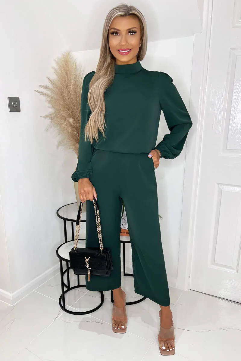 Teal Round Neck Long Sleeve Jumpsuit sold by AX Paris
