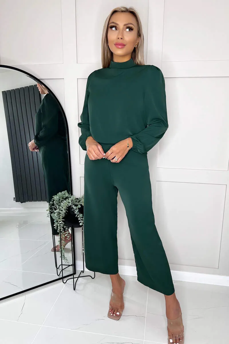 Teal Round Neck Long Sleeve Jumpsuit sold by AX Paris product image thumbnail 2