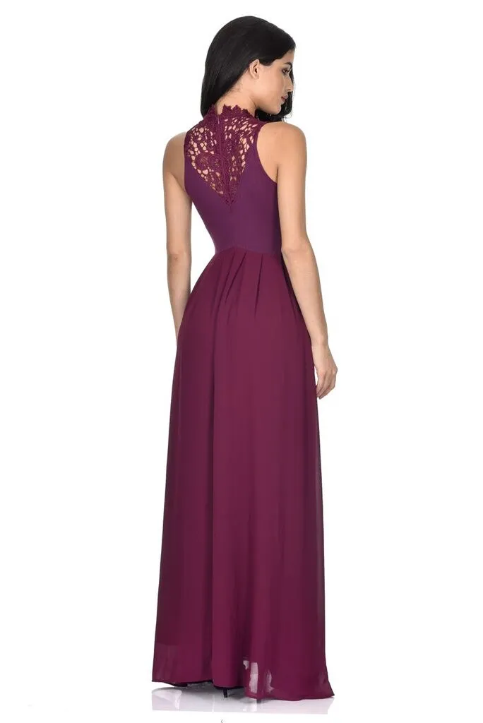 Plum High Neck Maxi Dress sold by AX Paris product image thumbnail 3