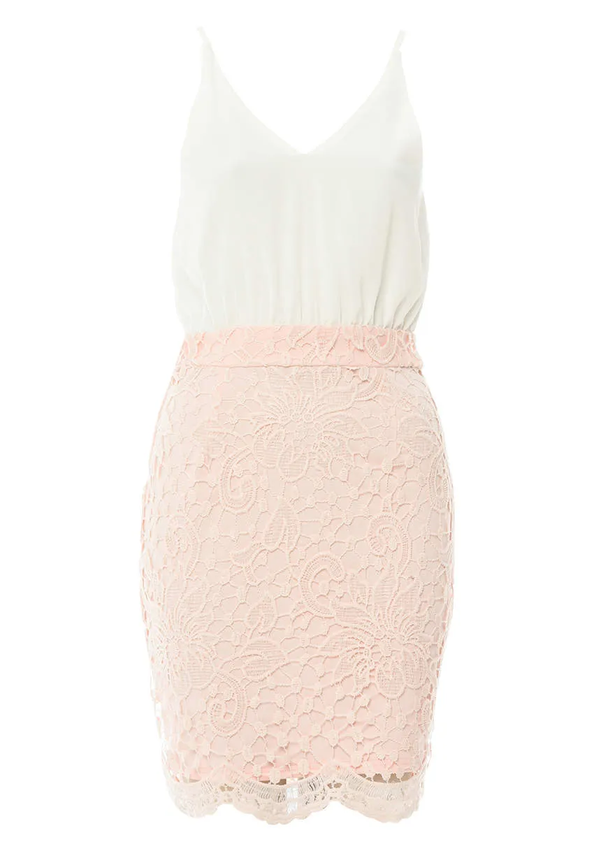 Cream 2 in 1 Crochet Skirt Mini Dress sold by AX Paris product image thumbnail 4