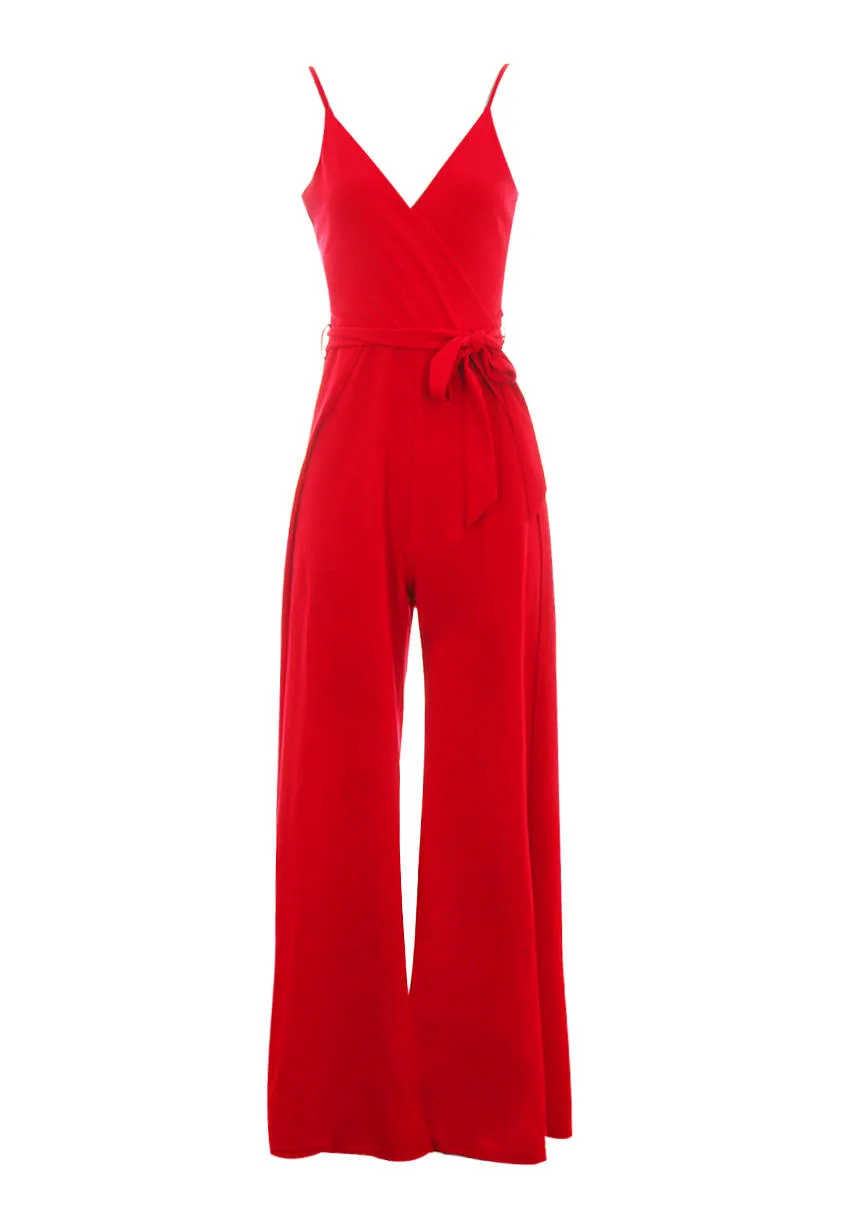 Red Wide Leg Thigh Split Jumpsuit sold by AX Paris product image thumbnail 4