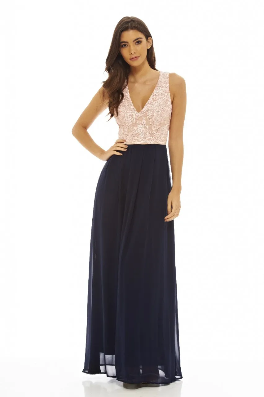 Contrast Lace Top Maxi Dress sold by AX Paris