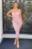 Champagne Plisse Cowl Neck Gathered Midi Dress sold by AX Paris