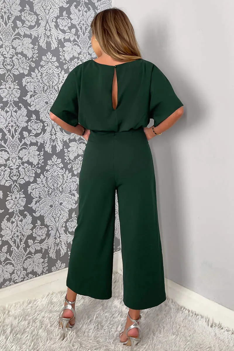 Teal Tie Waist Short Sleeve Culotte Jumpsuit sold by AX Paris product image thumbnail 4