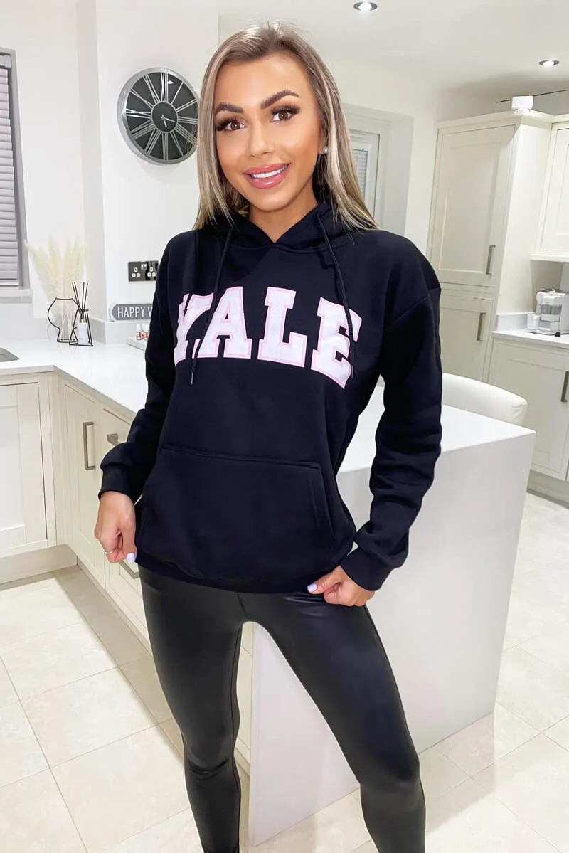Black YALE Printed Hoodie sold by AX Paris product image thumbnail 3