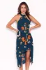 Teal Floral Midi Wrap Dress sold by AX Paris