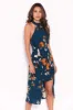Teal Floral Midi Wrap Dress sold by AX Paris