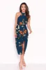 Teal Floral Midi Wrap Dress sold by AX Paris