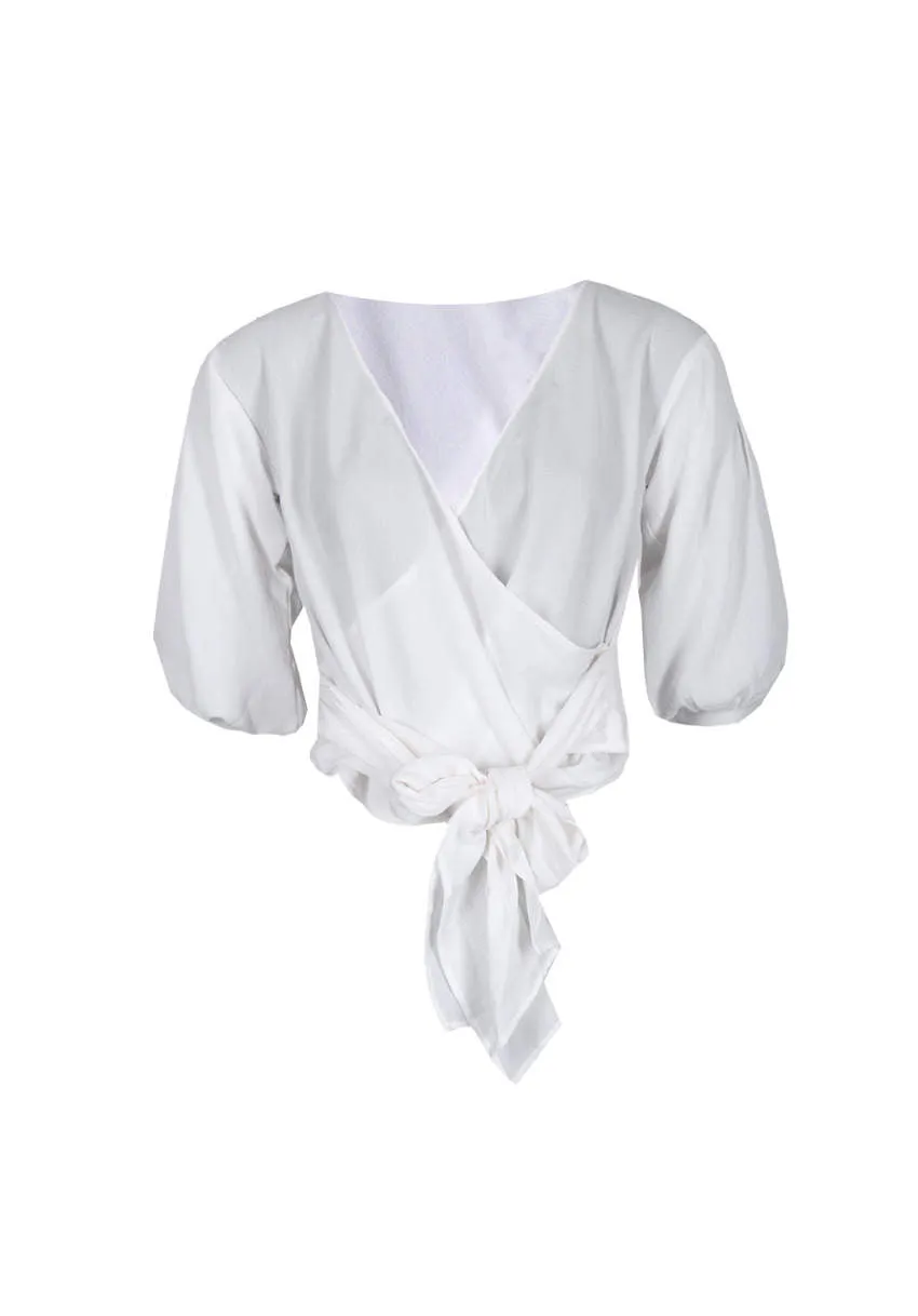 Cream Wrap Crop Top sold by AX Paris product image thumbnail 4