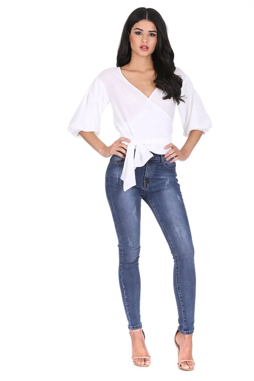 Cream Wrap Crop Top sold by AX Paris product image thumbnail 2