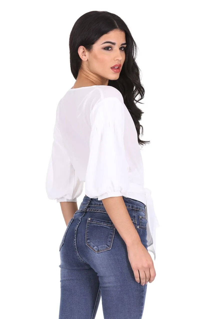 Cream Wrap Crop Top sold by AX Paris product image thumbnail 3