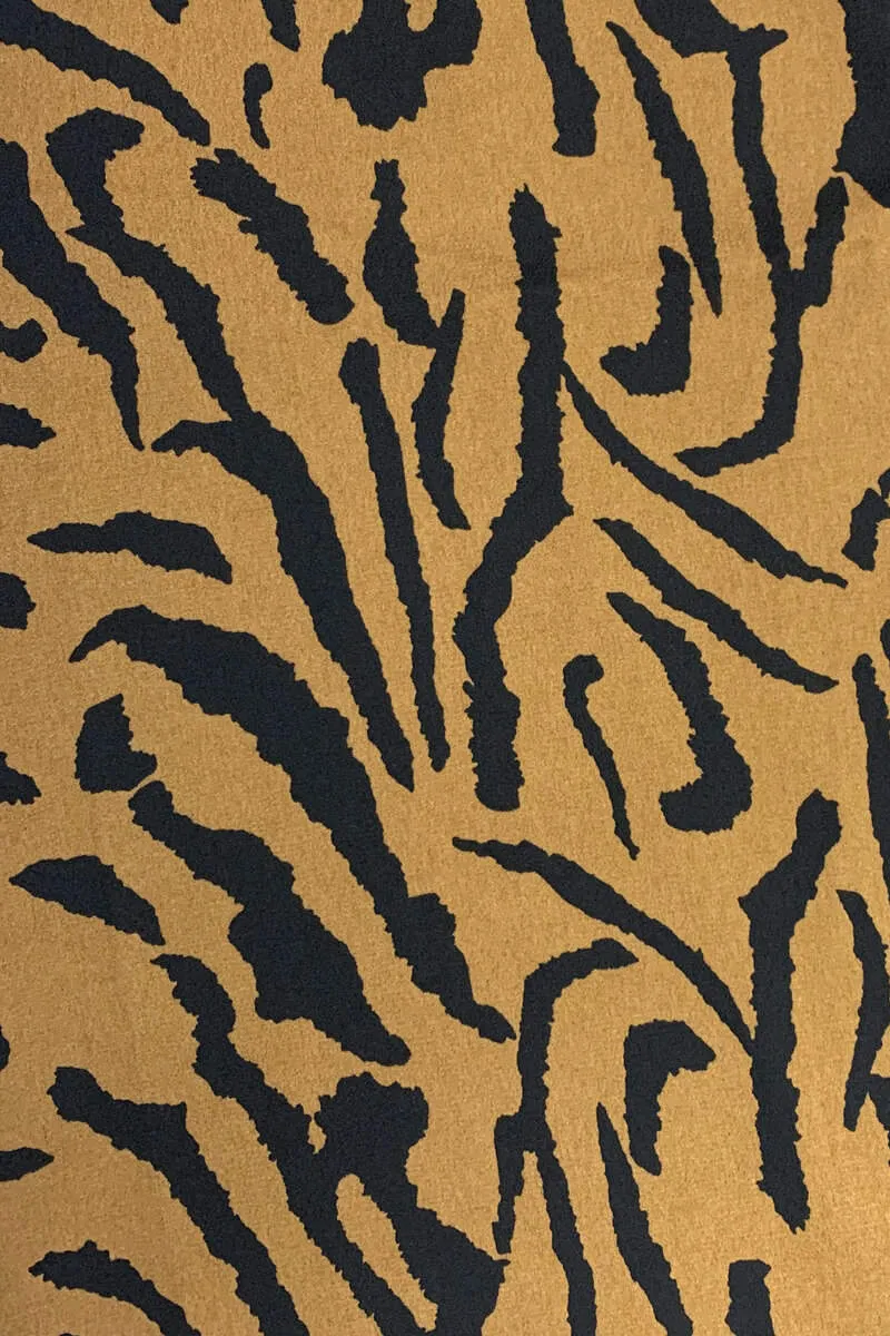 Camel Animal Print Tie Side Wrap Over Midi Dress sold by AX Paris product image thumbnail 5