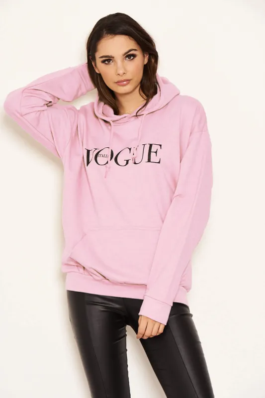 Pink Printed Hoody sold by AX Paris