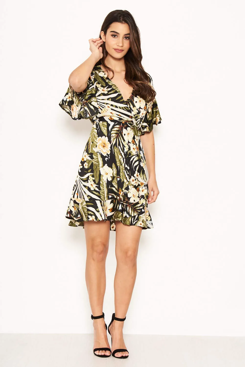 Tropical Frill Detailed Wrap Dress sold by AX Paris product image thumbnail 4