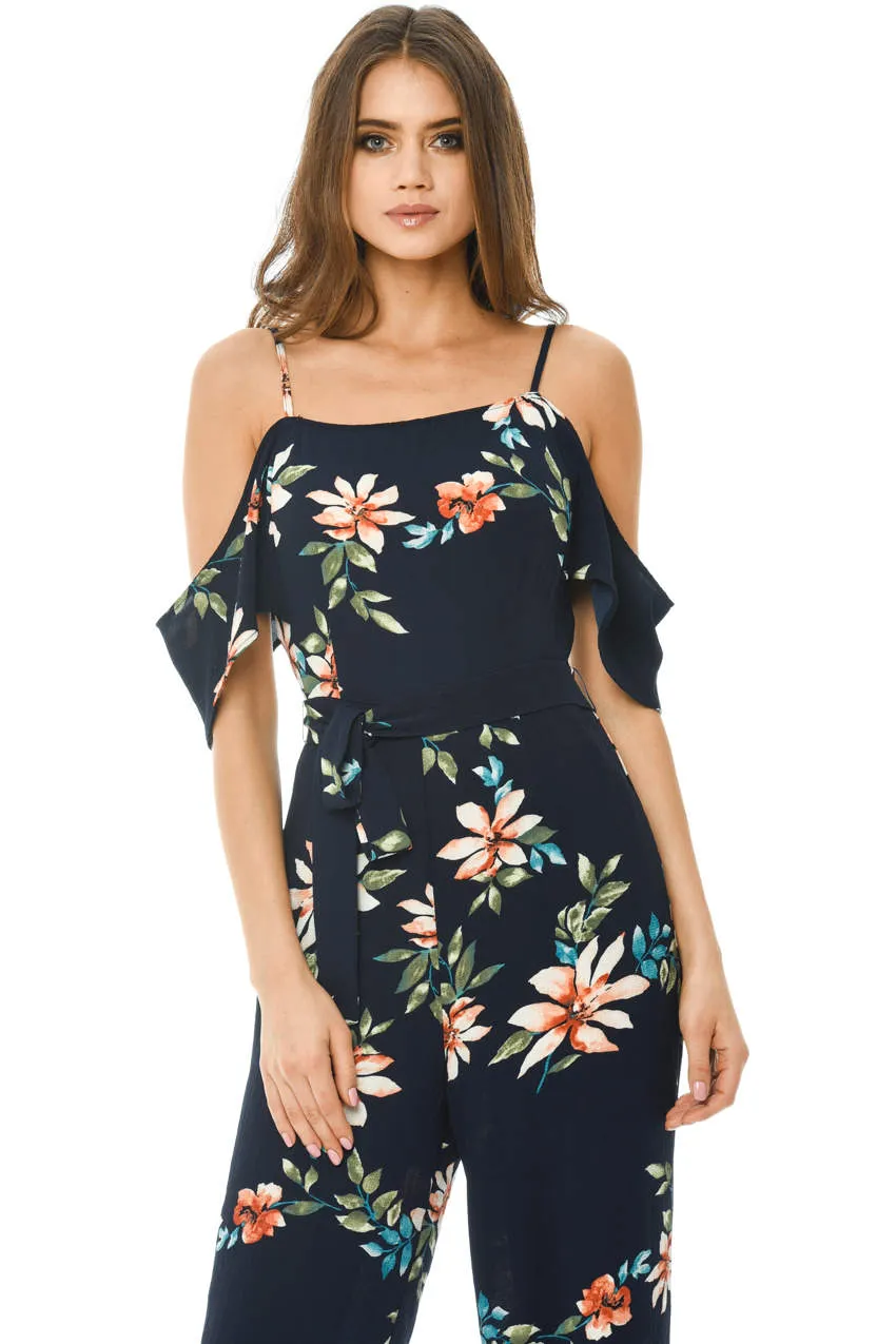 Navy Floral Culotte Jumpsuit sold by AX Paris product image thumbnail 2