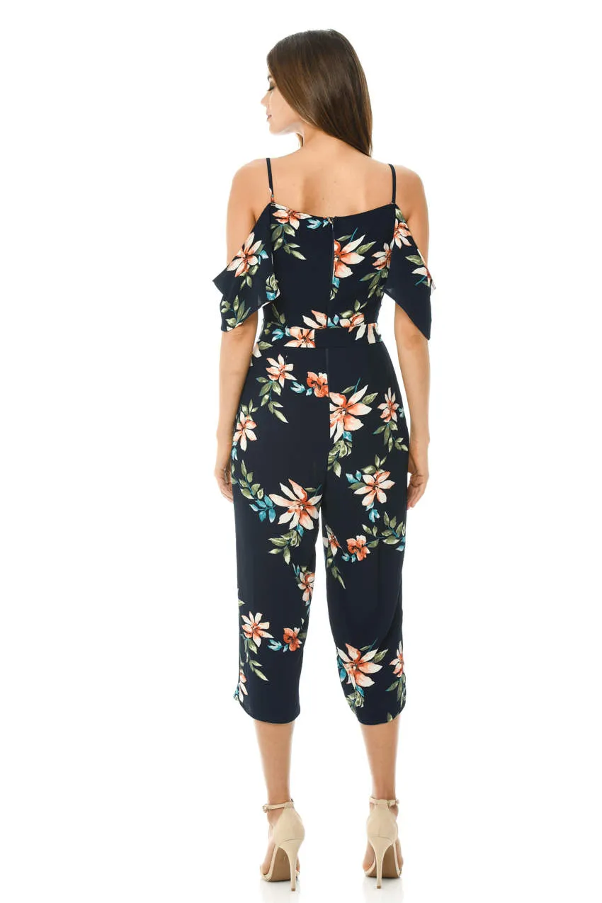Navy Floral Culotte Jumpsuit sold by AX Paris product image thumbnail 3