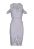 Grey Lace Cold Shoulder Midi Dress sold by AX Paris