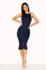Navy Lace Fishtail Midi Dress sold by AX Paris