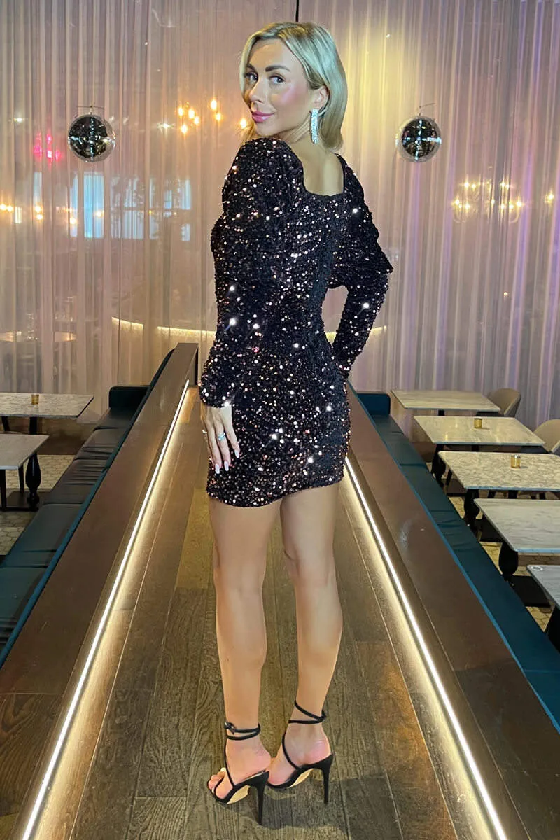 Pink Sequin Puff Sleeve Mini Dress sold by AX Paris product image thumbnail 3